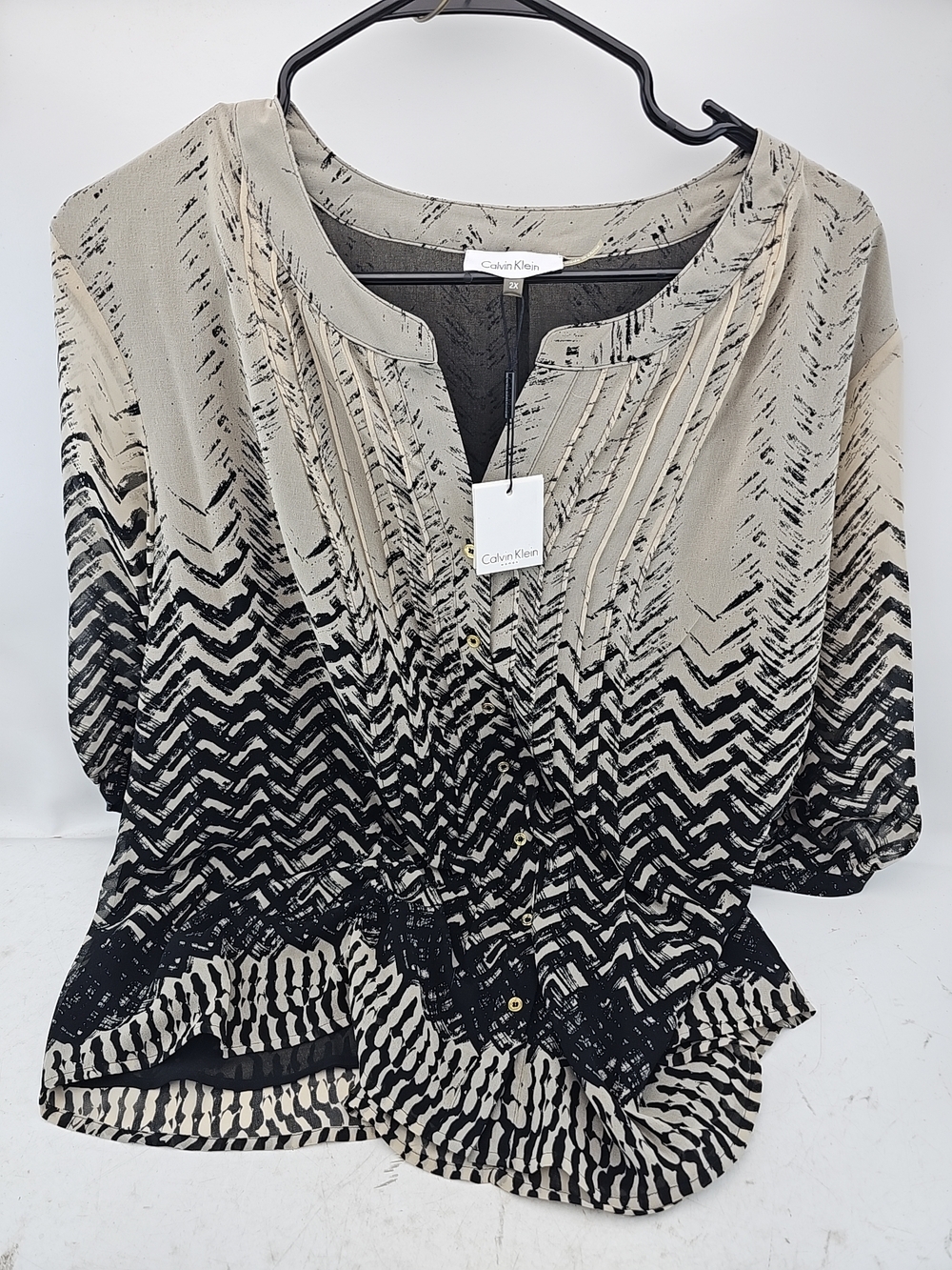 Calvin Klein Abstract Print 2X Blouse